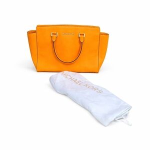Michael Kors Selma Medium Satchel Saffiano Leather Marigold Orange Crossbody Bag